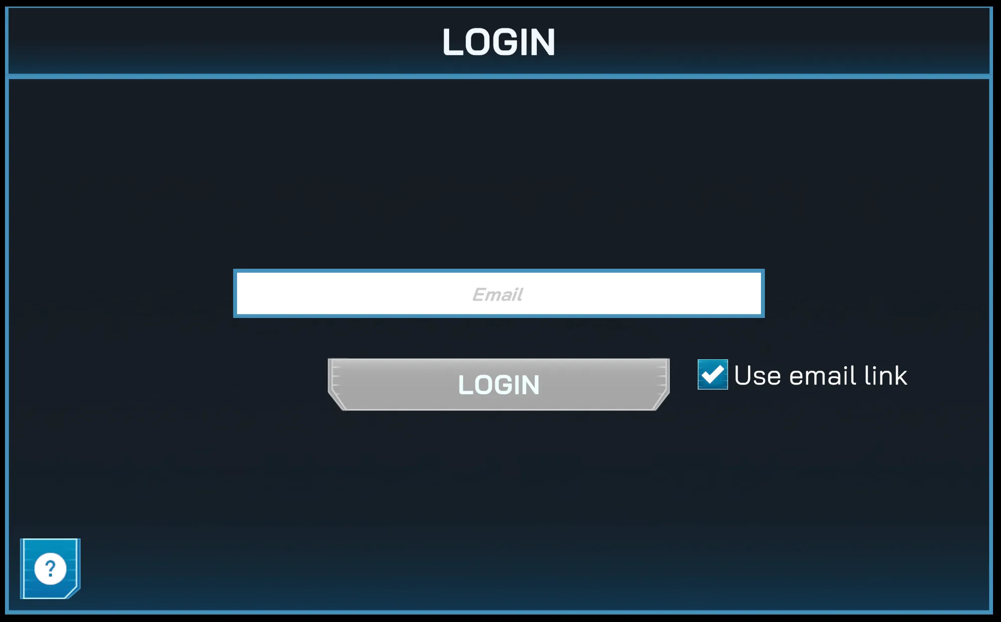 Manager app Login screen in magic-link mode, with email field only